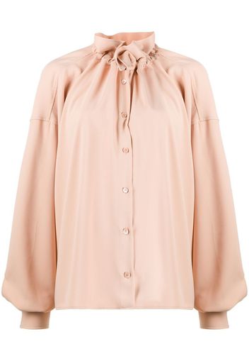 ruched high neck blouse