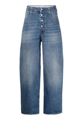 MM6 Maison Margiela whiskering-effect buttoned jeans - Blu