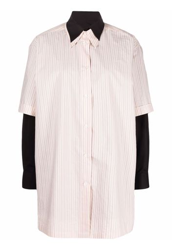 MM6 Maison Margiela double layer striped shirt - Toni neutri