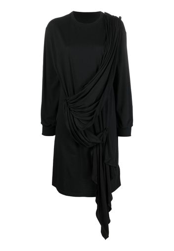 MM6 Maison Margiela long-sleeve draped jumper dress - Nero