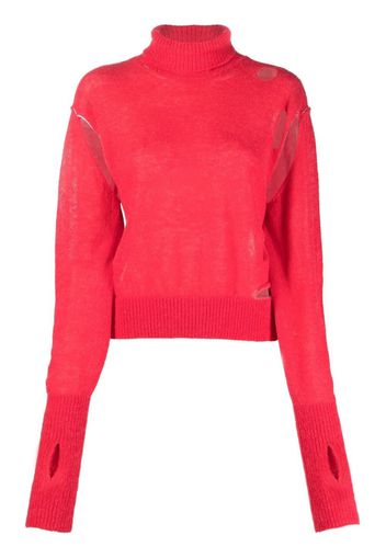 MM6 Maison Margiela distressed-effect high-neck jumper - Rosa