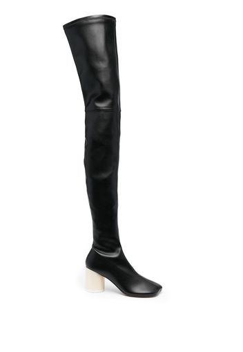 MM6 Maison Margiela leather thigh-length boots - Nero