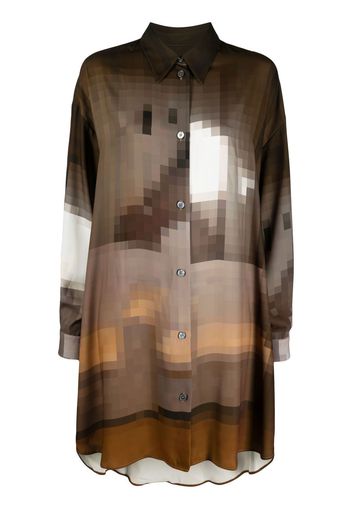 MM6 Maison Margiela graphic-print shirt dress - Verde