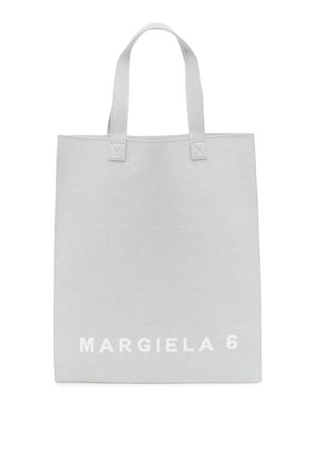 MM6 Maison Margiela logo-print tote bag - Argento