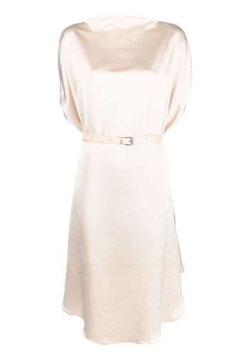 MM6 Maison Margiela belted draped satin midi dress - Toni neutri