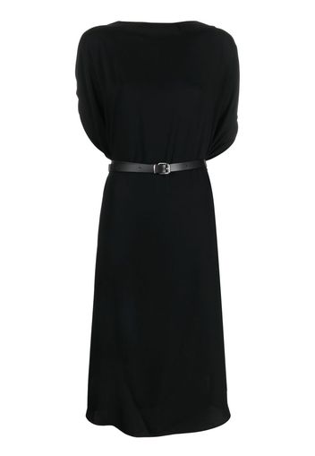 MM6 Maison Margiela belted waist cape sleeve dress - Nero