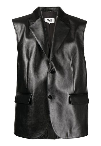 MM6 Maison Margiela Camicia smanicata in pelle - Nero