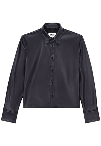 MM6 Maison Margiela long-sleeve faux-leather shirt - Nero