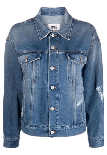 MM6 Maison Margiela distressed-effect denim jacket - Blu