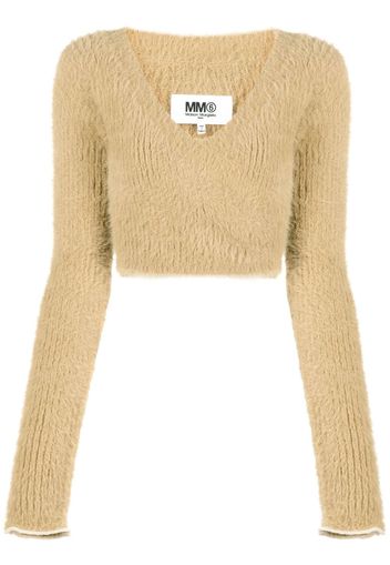 MM6 Maison Margiela textured knit crop top - Toni neutri