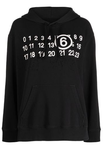 MM6 Maison Margiela logo-print detail hoodie - Nero