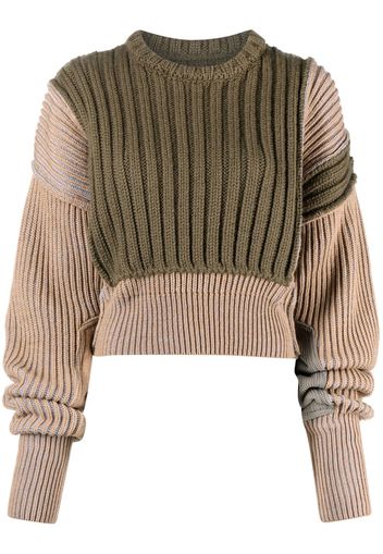 MM6 Maison Margiela patchwork chunky ribbed-knit jumper - Verde