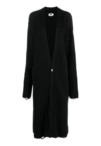 MM6 Maison Margiela distressed knitted cardi-coat - Nero