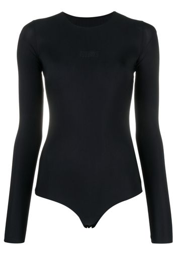 MM6 Maison Margiela motif-print long-sleeved bodysuit - Nero