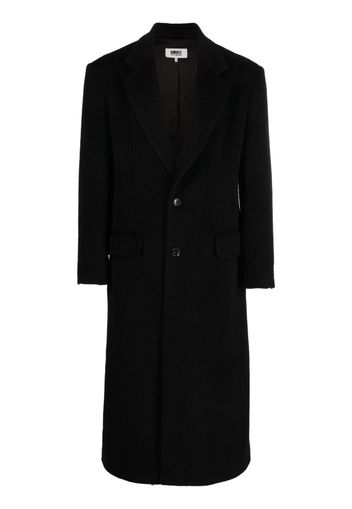 MM6 Maison Margiela single-breasted virgin-wool-mohair blend coat - Nero