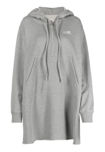 MM6 Maison Margiela logo-print longline hoodie - Grigio