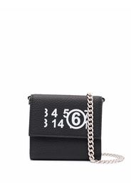 MM6 Maison Margiela logo-number leather pouch bag - Nero