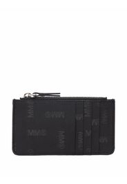 MM6 Maison Margiela logo zipped cardholder wallet - Nero