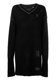 MM6 Maison Margiela distressed V-neck jumper - Nero