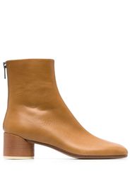 MM6 Maison Margiela square-toe leather ankle boots - Marrone