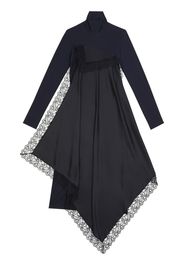 MM6 Maison Margiela high-neck lace-trim midi dress - Nero