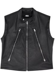 MM6 Maison Margiela zipped sleeveless leather gilet - Nero