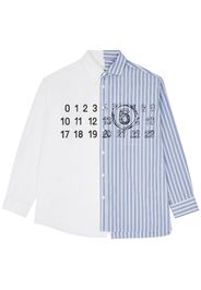 MM6 Maison Margiela Numbers-motif striped cotton shirt - Bianco