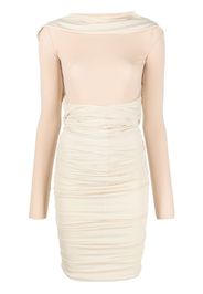 MM6 Maison Margiela long-sleeve ruched dress - Toni neutri