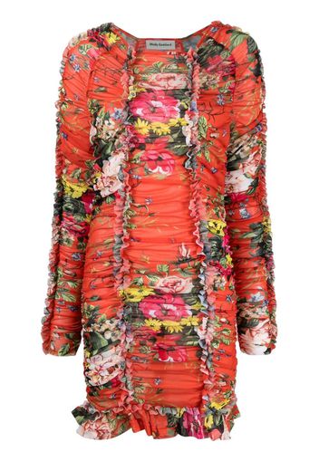 Molly Goddard ruched floral-print minidress - Rosso