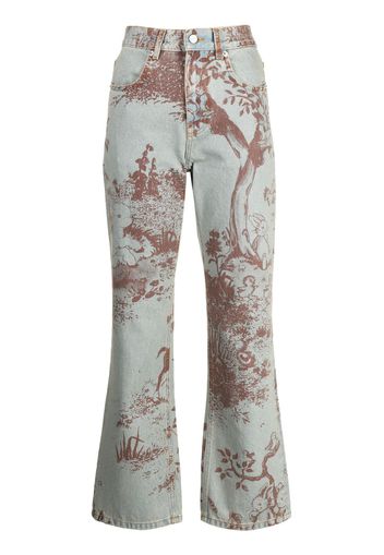 Molly Goddard Dorianna graphic-print cropped jeans - Blu