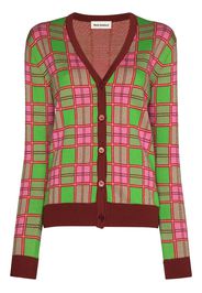 Molly Goddard MOLLY G TARTAN JCQRD CARDI LNG SLVS BTTN - Verde