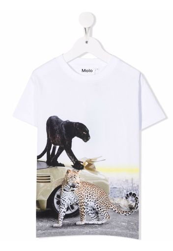 Molo tiger-motif organic-cotton T-shirt - Bianco