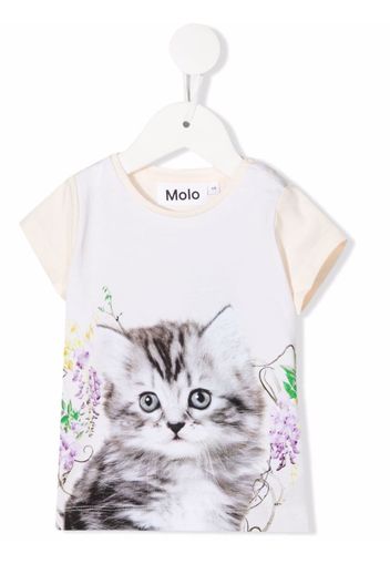 Molo kitten-motif organic-cotton T-Shirt - Toni neutri