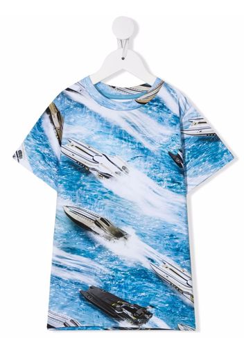 Molo boat-motif organic-cotton T-Shirt - Blu