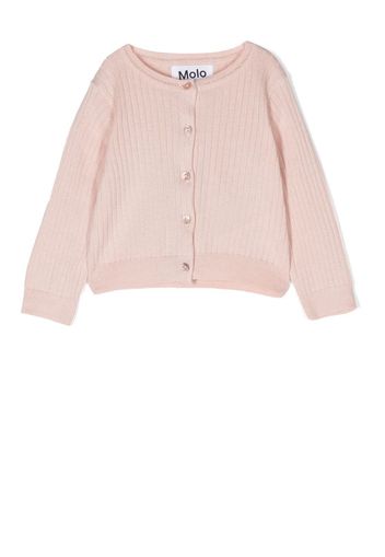 Molo rib-knit organic cotton cardigan - Rosa