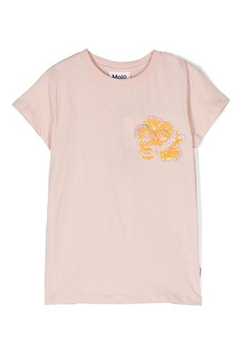 Molo sequin-flower organic cotton T-shirt - Rosa