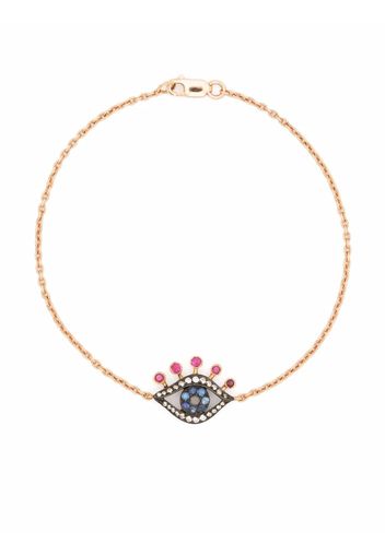 Monan "Bracciale Evil Eye in oro rosa 18kt con diamanti, zaffiri e rubini"