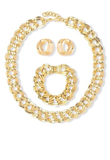 Monet Pre-Owned 1980s necklace, bracelet and earrings set - Oro