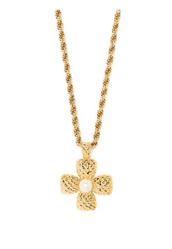 Monet Pre-Owned 1980s cross pendant long necklace - Oro