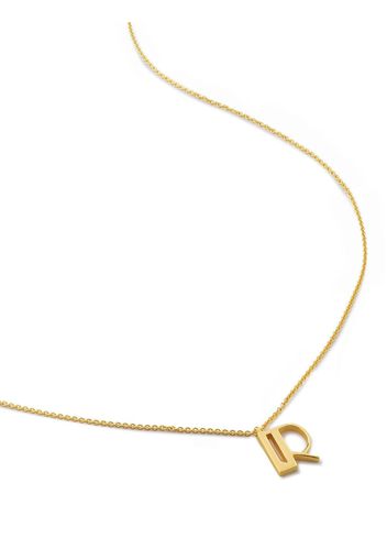 Monica Vinader Collana con pendente R in oro giallo Vermeil 18kt