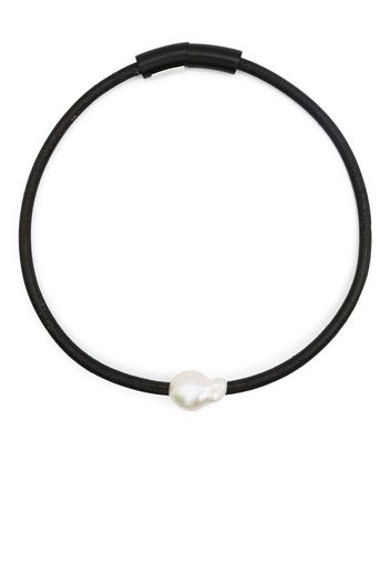 Monies Ebony leather-strap pearl necklace - Nero