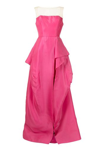 Monique Lhuillier illusion-neckline silk gown - Rosa