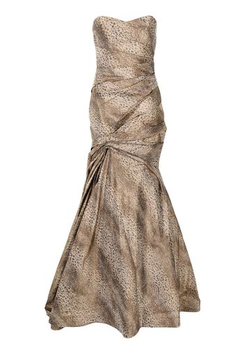 Monique Lhuillier sleeveless cheetah-print trumpet gown - Marrone