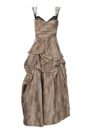 Monique Lhuillier cheetah-print draped gown - Marrone