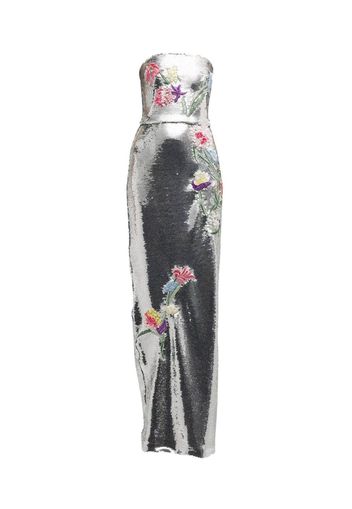 Monique Lhuillier embroidered sequin-embellished dress - Argento