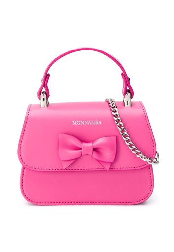 logo embossed bow shoulder bag