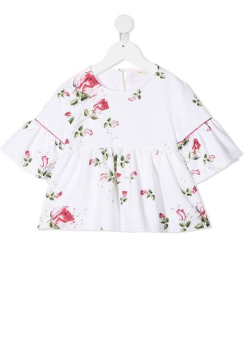 Blusa a fiori a manica corta