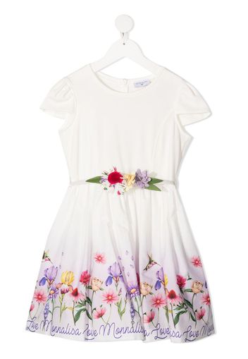 appliqué detail floral print dress