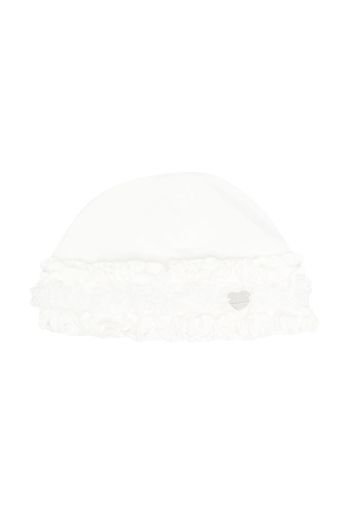 Monnalisa ruffled logo beanie - Bianco