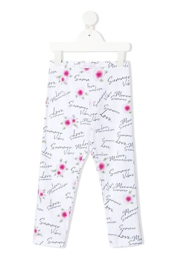 Monnalisa logo floral print leggings - Bianco